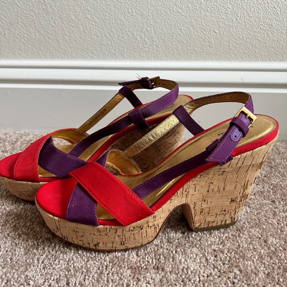Kate Spade Penny Cork Platform Grosgrain Sandal - Picture 2 of 10